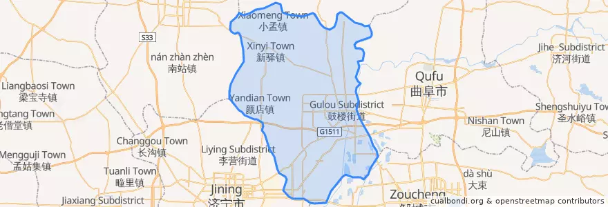 Mapa de ubicacion de 兖州区 (Yanzhou).