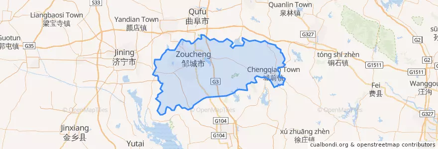 Mapa de ubicacion de 邹城市 (Zoucheng).