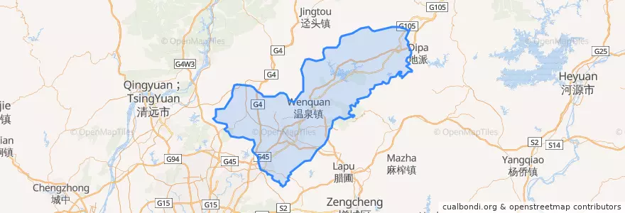 Mapa de ubicacion de 从化区 (Conghua).