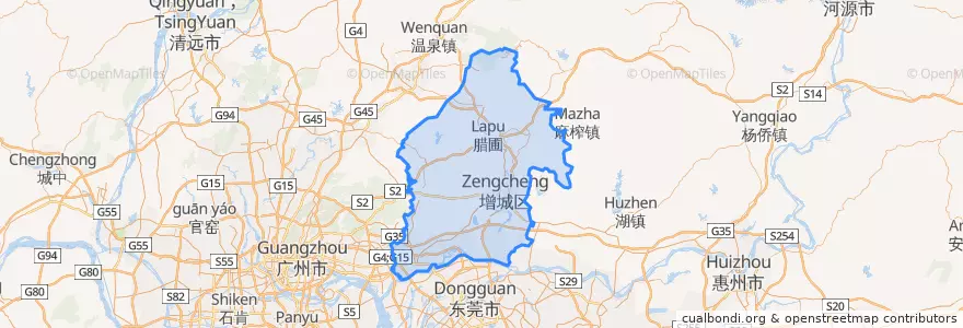 Mapa de ubicacion de 增城区 (Zengcheng).