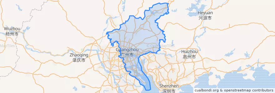 Mapa de ubicacion de Guangzhou City.