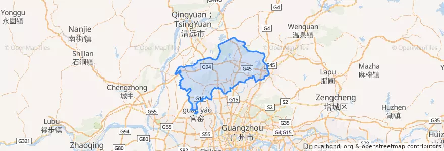 Mapa de ubicacion de 花都区 (Huadu).