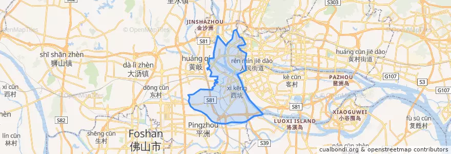 Mapa de ubicacion de 荔湾区.