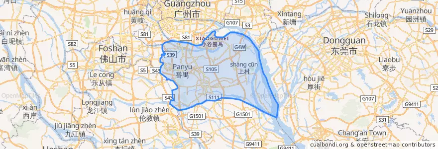 Mapa de ubicacion de Panyu District.