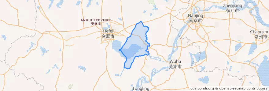 Mapa de ubicacion de 巢湖市 (Chaohu).