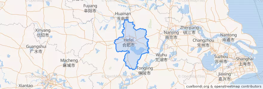Mapa de ubicacion de Хэфэй.