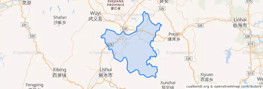 Mapa de ubicacion de 缙云县 (Jinyun).