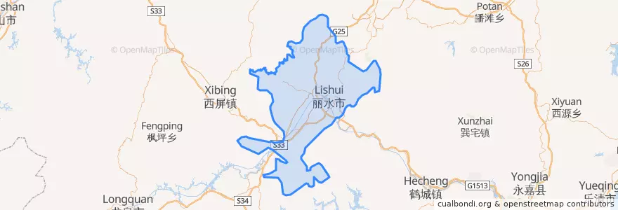 Mapa de ubicacion de 莲都区 (Liandu).
