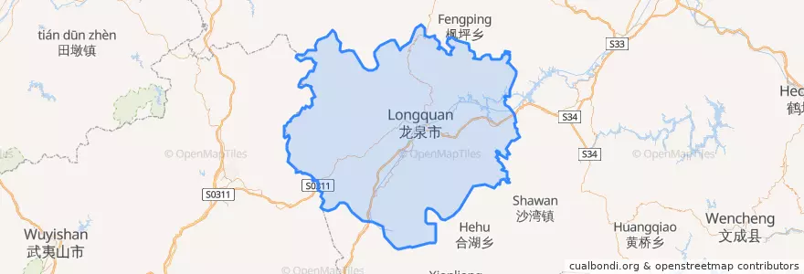 Mapa de ubicacion de 龙泉市 (Longquan).