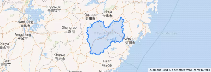 Mapa de ubicacion de 丽水市.