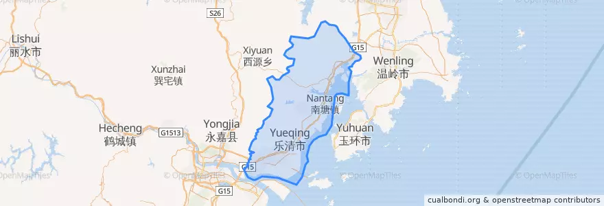 Mapa de ubicacion de Yueqing.