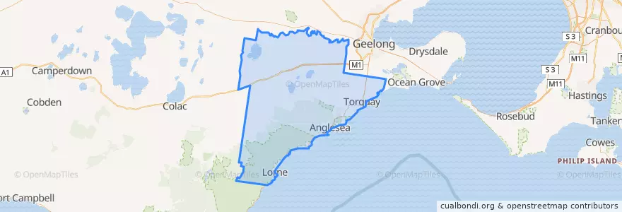 Mapa de ubicacion de Surf Coast Shire.