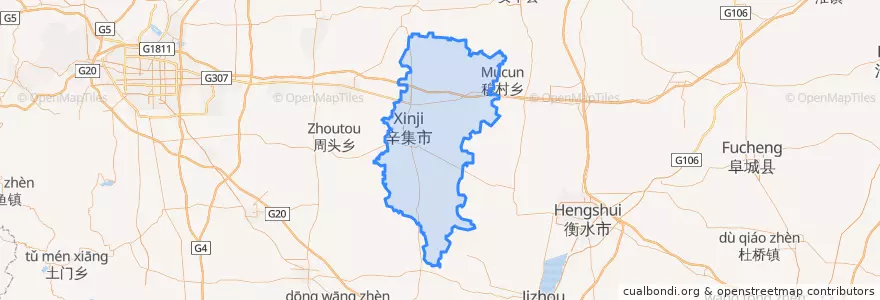 Mapa de ubicacion de Xinji City.