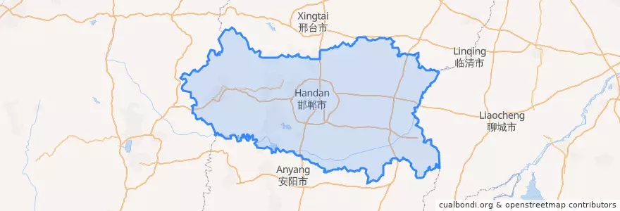 Mapa de ubicacion de Handan City.