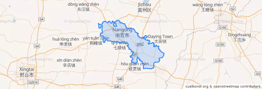 Mapa de ubicacion de Nangong City.