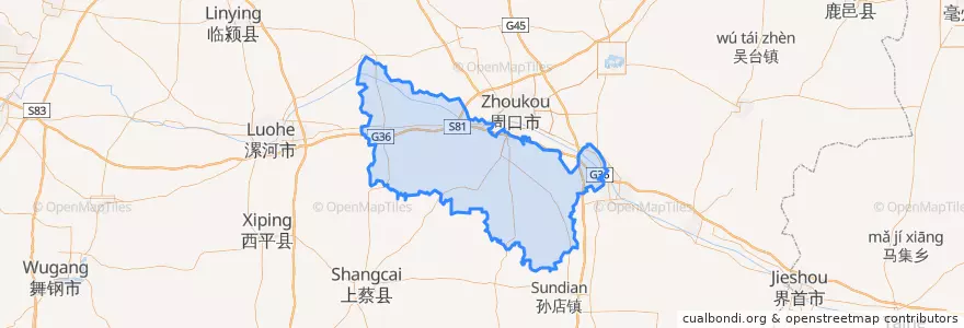 Mapa de ubicacion de 商水县.