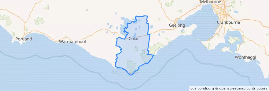 Mapa de ubicacion de Shire of Colac Otway.