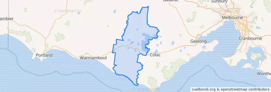 Mapa de ubicacion de Shire of Corangamite.
