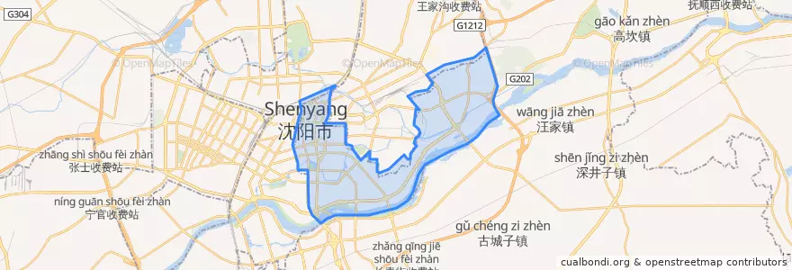Mapa de ubicacion de 沈河区.