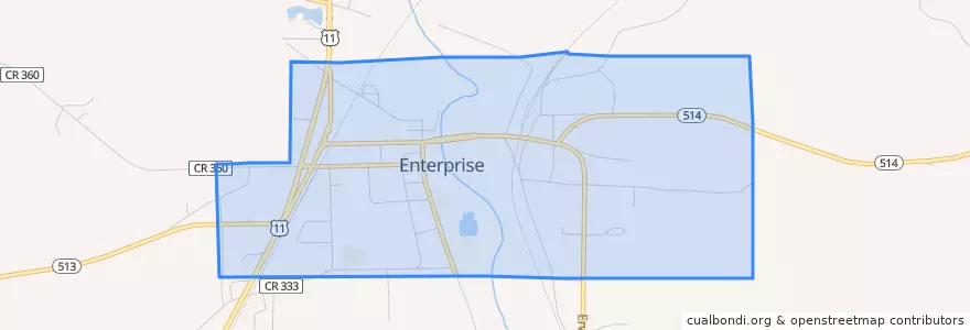 Mapa de ubicacion de Enterprise.