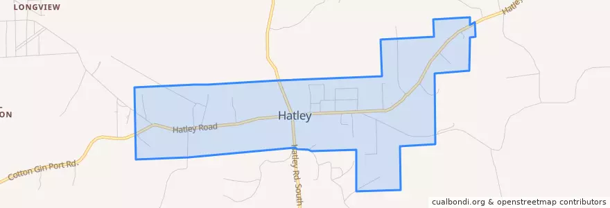 Mapa de ubicacion de Hatley.