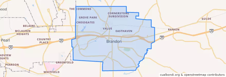 Mapa de ubicacion de Brandon.