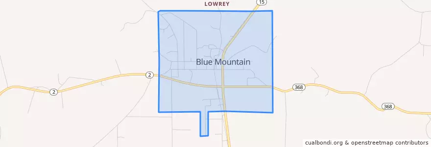 Mapa de ubicacion de Blue Mountain.