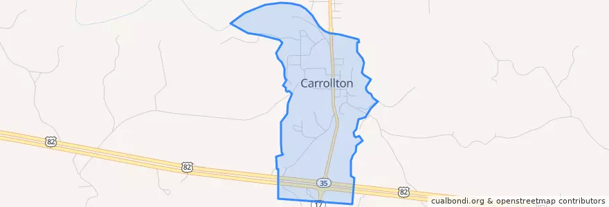 Mapa de ubicacion de Carrollton.