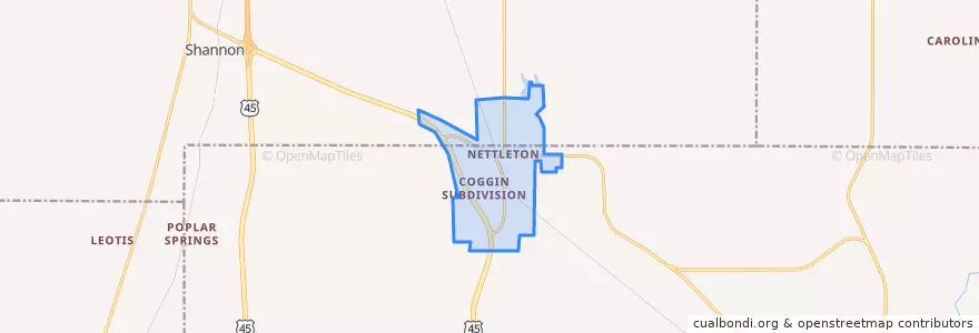 Mapa de ubicacion de Nettleton.