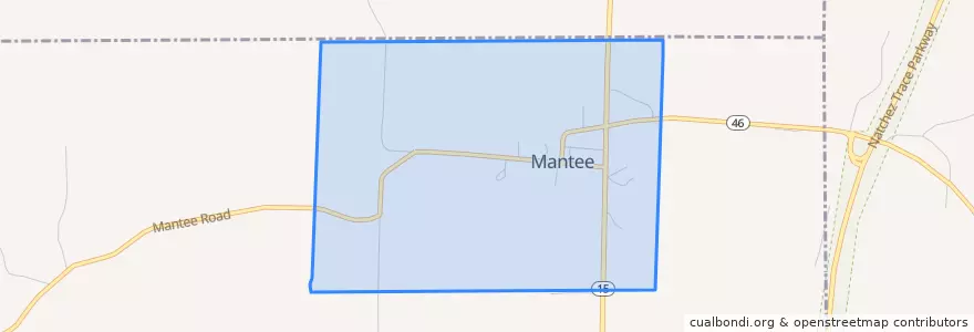 Mapa de ubicacion de Mantee.