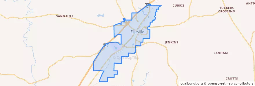 Mapa de ubicacion de Ellisville.