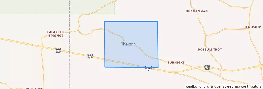 Mapa de ubicacion de Thaxton.