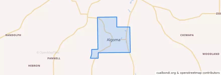 Mapa de ubicacion de Algoma.