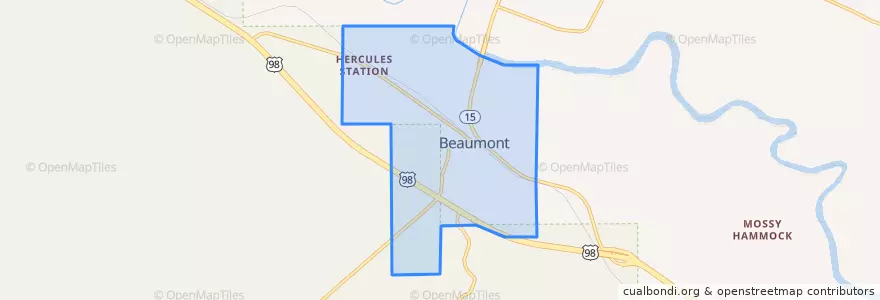 Mapa de ubicacion de Beaumont.