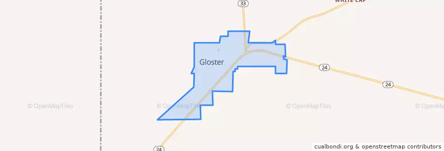 Mapa de ubicacion de Gloster.