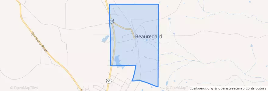 Mapa de ubicacion de Beauregard.
