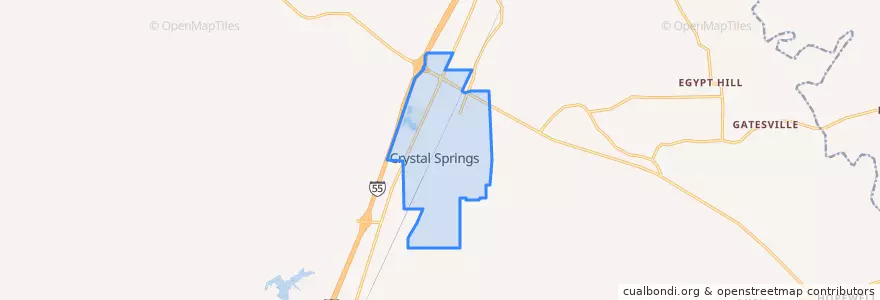 Mapa de ubicacion de Crystal Springs.