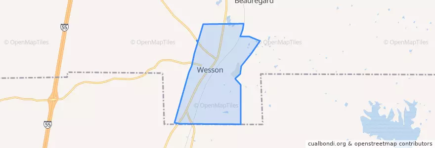 Mapa de ubicacion de Wesson.