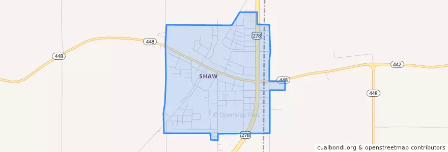 Mapa de ubicacion de Shaw.