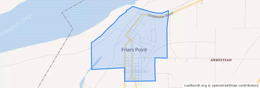 Mapa de ubicacion de Friars Point.