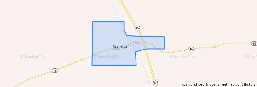 Mapa de ubicacion de Scooba.