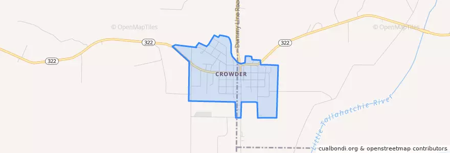 Mapa de ubicacion de Crowder.