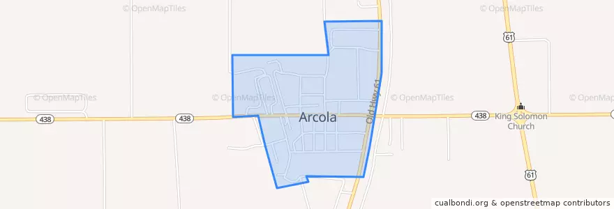 Mapa de ubicacion de Arcola.