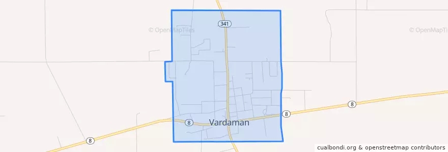 Mapa de ubicacion de Vardaman.