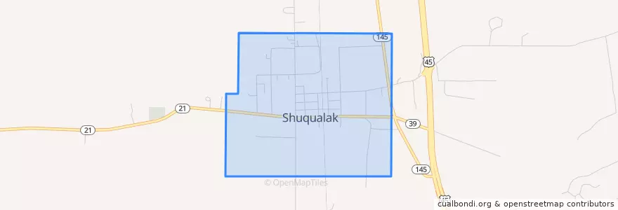 Mapa de ubicacion de Shuqualak.