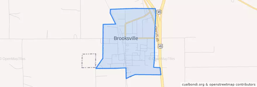 Mapa de ubicacion de Brooksville.