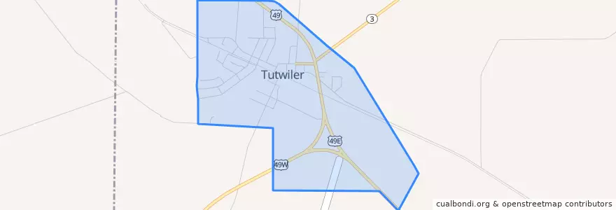 Mapa de ubicacion de Tutwiler.