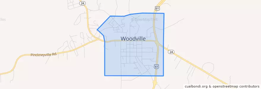 Mapa de ubicacion de Woodville.