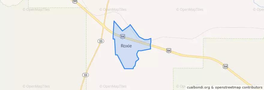 Mapa de ubicacion de Roxie.