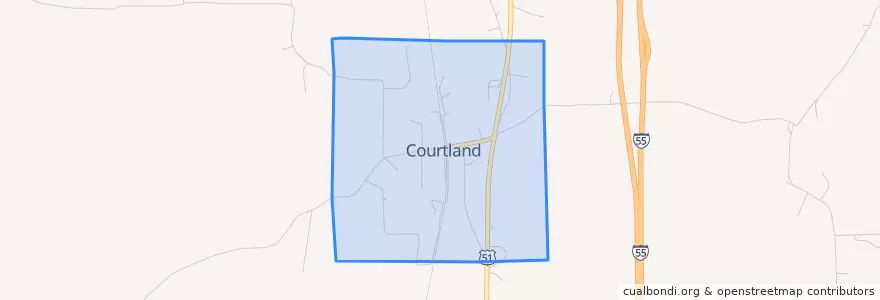 Mapa de ubicacion de Courtland.